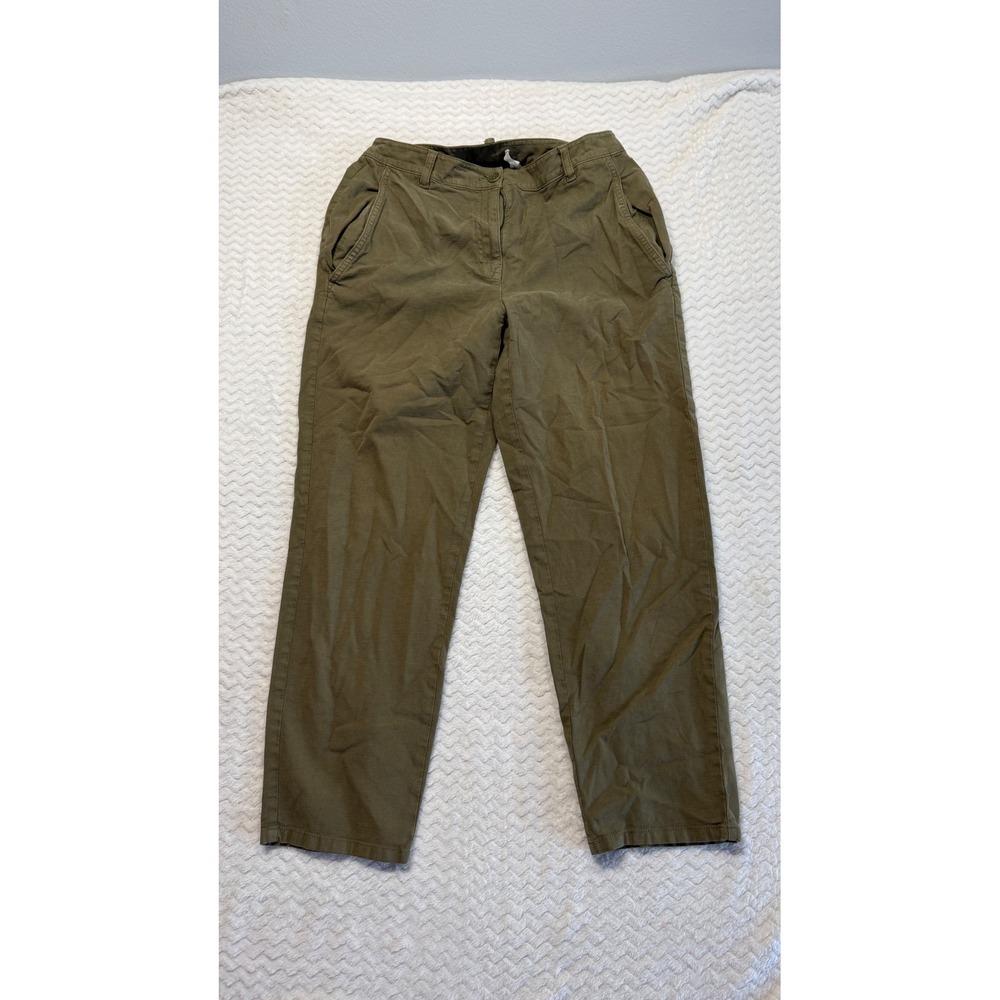 Eileen Fisher Olive Green Organic Cotton Hemp Straight Leg Utility Pants Size 2